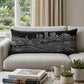 14" X 35" Dark Gray And White Nashville Nighttime Skyline Lumbar Decorative Pillow