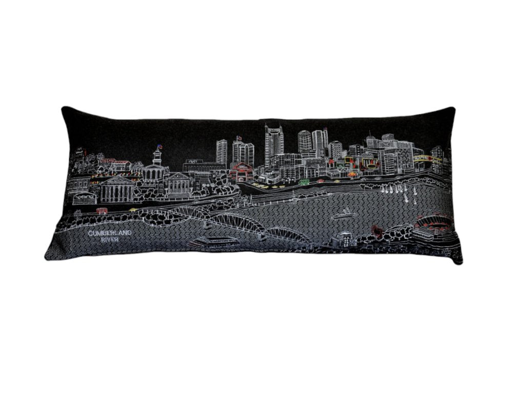 14" X 35" Black Gray and White Hometown Pride Wool Lumbar Throw Pillow