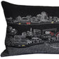 14" X 35" Dark Gray And White New Orleans Nighttime Skyline Lumbar Decorative Pillow