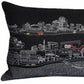 14" X 35" Dark Gray And White New Orleans Nighttime Skyline Lumbar Decorative Pillow