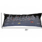 14" X 35" Dark Gray And White NYC Nighttime Skyline Lumbar Decorative Pillow