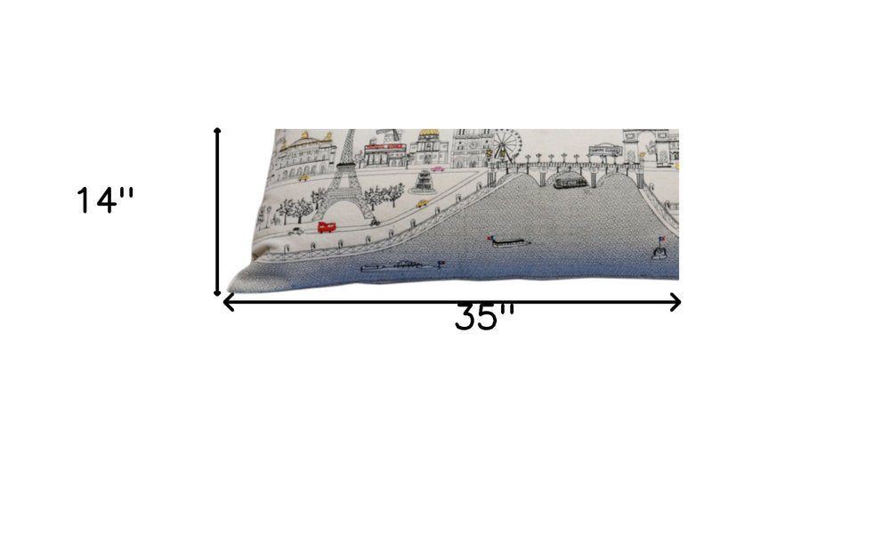 14" X 35" Cream Hometown Pride Wool Lumbar Throw Pillow