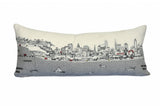 14" X 35" Cream Philadelphia Daylight Skyline Lumbar Decorative Pillow