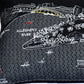 14" X 35" Dark Gray And White Pittsburgh Nighttime Skyline Lumbar Decorative Pillow