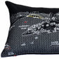 14" X 35" Dark Gray And White Pittsburgh Nighttime Skyline Lumbar Decorative Pillow