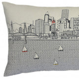 14" X 35" Cream Portland Daylight Skyline Lumbar Decorative Pillow
