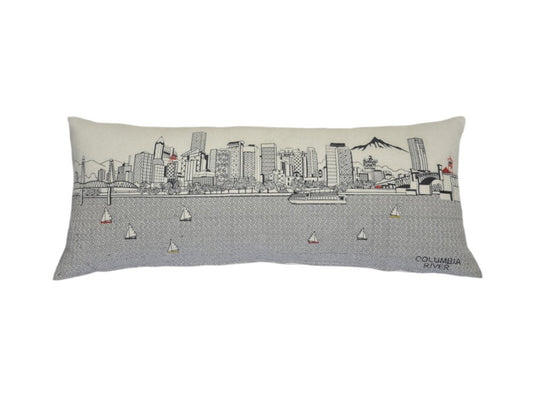 14" X 35" Cream Portland Daylight Skyline Lumbar Decorative Pillow