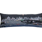 14" X 35" Dark Gray And White Rome Nighttime Skyline Lumbar Decorative Pillow