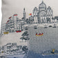 14" X 35" Cream Rome Daylight Skyline Lumbar Decorative Pillow