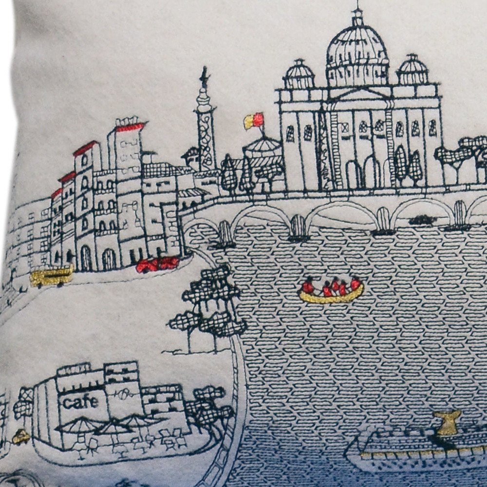 14" X 35" Cream Hometown Pride Wool Lumbar Throw Pillow