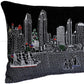 14" X 35" Dark Gray And White San Diego Nighttime Skyline Lumbar Decorative Pillow