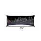 14" X 35" Dark Gray And White San Diego Nighttime Skyline Lumbar Decorative Pillow