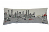 14" X 35" Cream San Diego Daylight Skyline Lumbar Decorative Pillow
