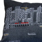 14" X 35" Dark Gray And White San Francisco Nighttime Skyline Lumbar Decorative Pillow