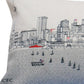 14" X 35" Cream Seattle Daylight Skyline Lumbar Decorative Pillow