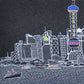 14" X 35" Dark Gray And White Shanghai Nighttime Skyline Lumbar Decorative Pillow