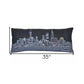 14" X 35" Dark Gray And White Shanghai Nighttime Skyline Lumbar Decorative Pillow