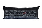 14" X 35" Dark Gray And White St Michael's Nighttime Skyline Lumbar Decorative Pillow