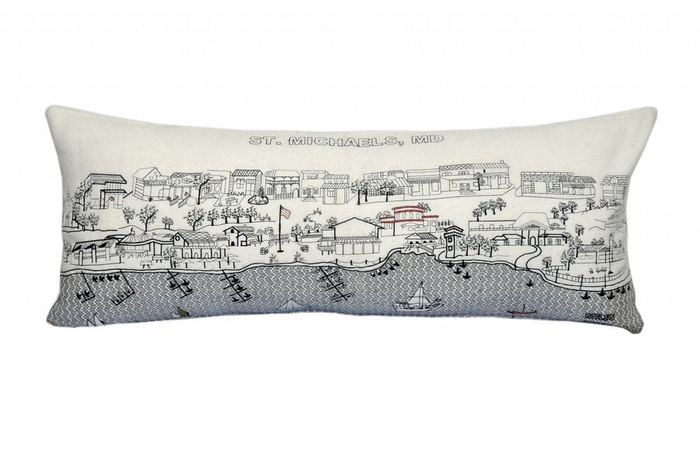 14" X 35" Cream St Michael's Daylight Skyline Lumbar Decorative Pillow