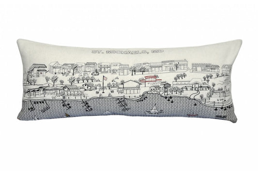 14" X 35" Cream St Michael's Daylight Skyline Lumbar Decorative Pillow