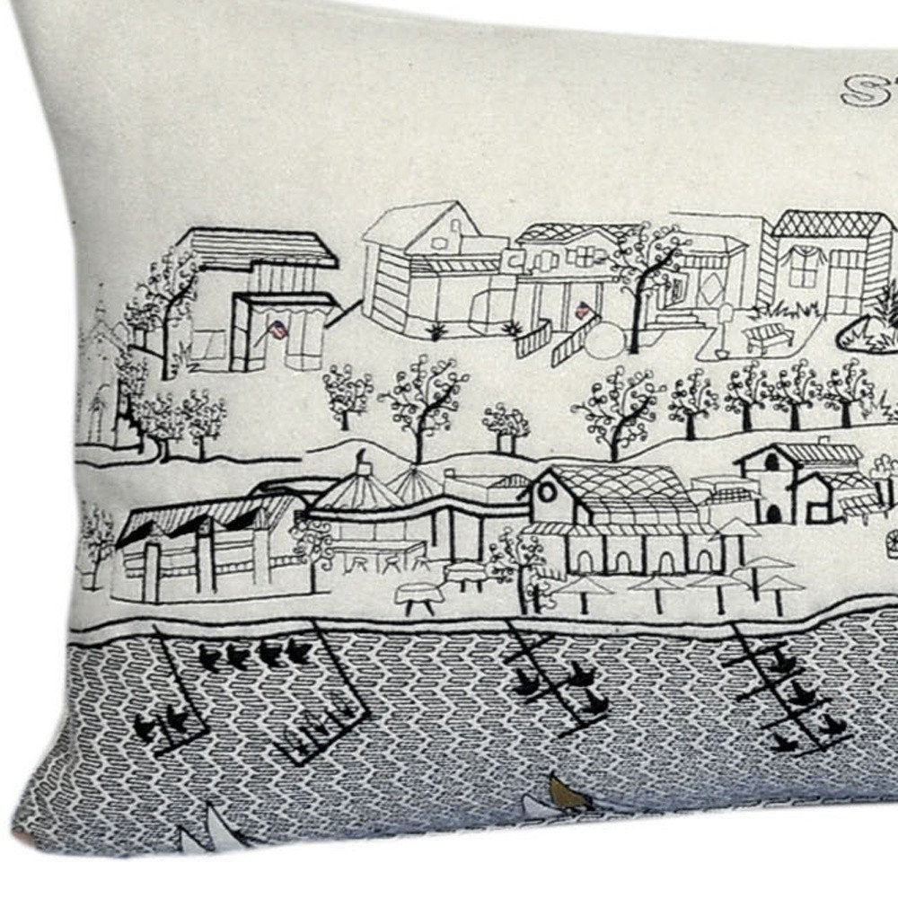 14" X 35" Cream Hometown Pride Wool Lumbar Throw Pillow