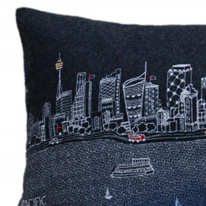 14" X 35" Black Gray and White Hometown Pride Wool Lumbar Throw Pillow