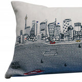 14" X 35" Cream Sydney Daylight Skyline Lumbar Decorative Pillow