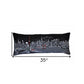 14" X 35" Dark Gray And White Tokyo Nighttime Skyline Lumbar Decorative Pillow