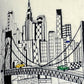 14" X 35" Cream Tokyo Daylight Skyline Lumbar Decorative Pillow