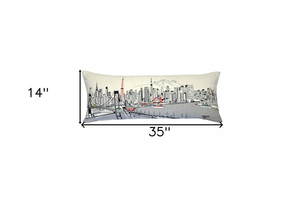 14" X 35" Cream Hometown Pride Wool Lumbar Throw Pillow