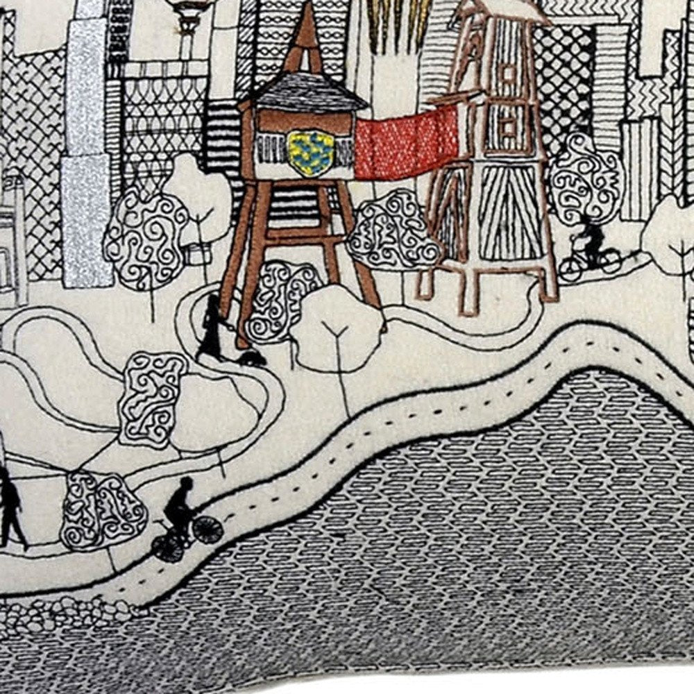 14" X 35" Cream Hometown Pride Wool Lumbar Throw Pillow