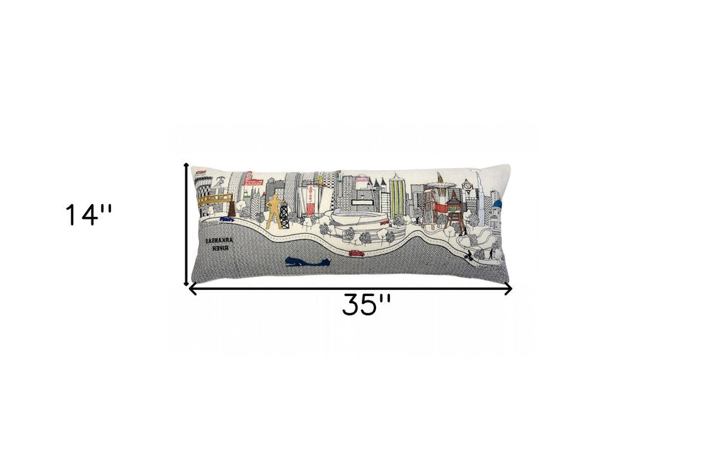 14" X 35" Cream Hometown Pride Wool Lumbar Throw Pillow