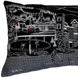14" X 35" Dark Gray And White Vail Nighttime Skyline Lumbar Decorative Pillow