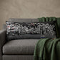 14" X 35" Dark Gray And White Vail Nighttime Skyline Lumbar Decorative Pillow