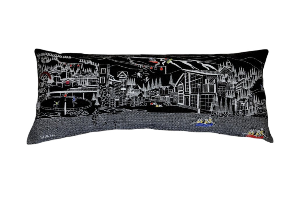 14" X 35" Black Gray and White Hometown Pride Wool Lumbar Throw Pillow