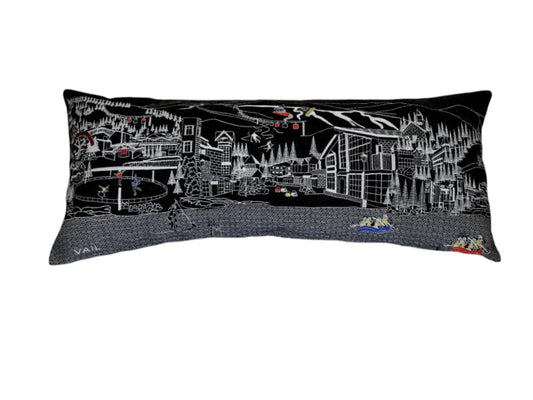 14" X 35" Black Gray and White Hometown Pride Wool Lumbar Throw Pillow