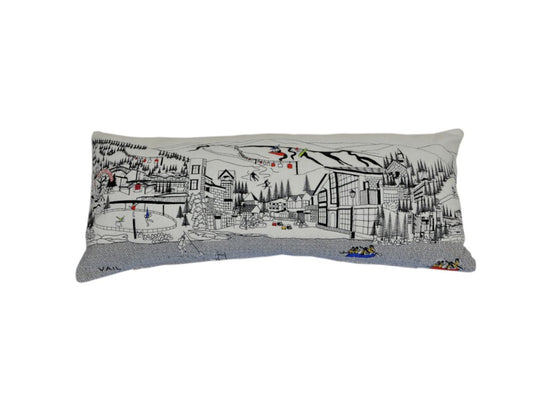 14" X 35" Cream Vail Daylight Skyline Lumbar Decorative Pillow