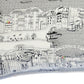 14" X 35" Cream Venice Daylight Skyline Lumbar Decorative Pillow