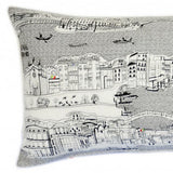 14" X 35" Cream Venice Daylight Skyline Lumbar Decorative Pillow