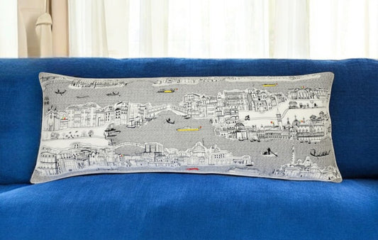 14" X 35" Cream Hometown Pride Wool Lumbar Throw Pillow