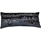 14" X 35" Dark Gray And White Wichita Nighttime Skyline Lumbar Decorative Pillow