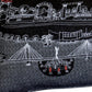 14" X 35" Dark Gray And White Wichita Nighttime Skyline Lumbar Decorative Pillow