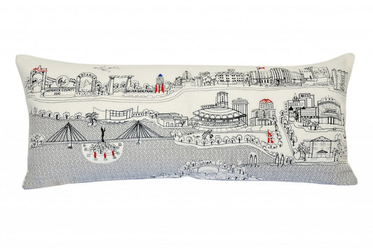 14" X 35" Cream Wichita Daylight Skyline Lumbar Decorative Pillow