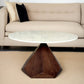32" Brown And White Solid Wood and Marble Geo Coffee Table