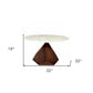 32" Brown And White Solid Wood and Marble Geo Coffee Table