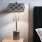 28" Silver Metal Table Lamp With Geometric Laser Cut Metal Shade