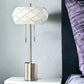 28" Silver Metal Table Lamp With Geometric Laser Cut Metal Shade