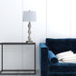 30" Brushed Silver Geo Glass Table Lamp With White Shade