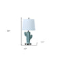 22" Pale Blue Green Ceramic Cactus Table Lamp With White Shade
