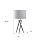 26" Silver and LED Acrylic Tripod Table Lamp With White Shade